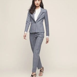 Reiss blue plaid wool suit trousers